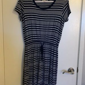 Blue and grey striped t shirt dress